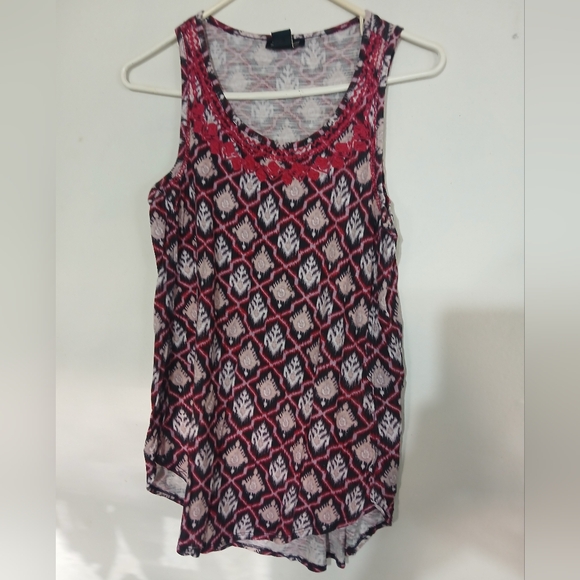 Lucky Brand Red and Black Patterned Tank Top (0149) - Picture 1 of 3